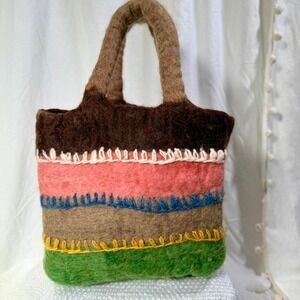 Colorful Felted Wool Tote Bag – Handcrafted Look